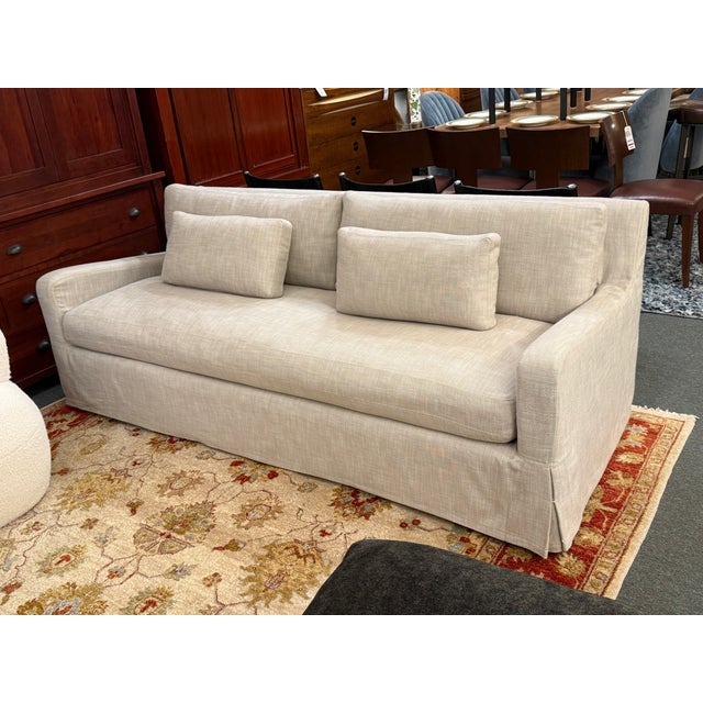 Contemporary Restoration Hardware Belgian Slipcover Sofa For Sale - Image 3 of 14