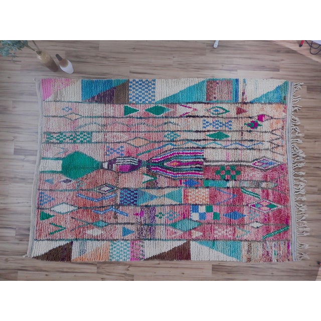 Contemporary Rose Clay Patchwork Wool Moroccan Rug For Sale - Image 18 of 18