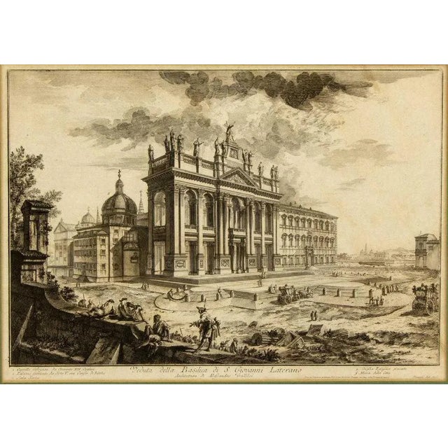 Gorgeous Italian etching ad character to any room. It features a gold and green frame surrounding the etching. This framed...