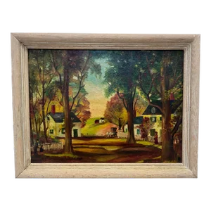 1950's Signed Outsider's Art Scenic Landscape