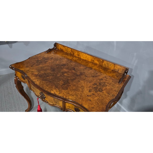 Burr Walnut Dressing Side Table, 1880s For Sale - Image 11 of 13