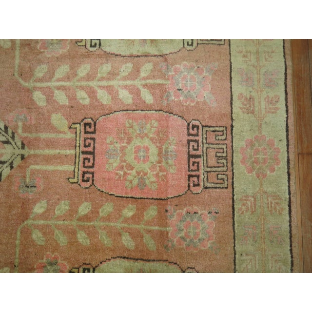 Late 20th Century Pink Samarkand Khotan Rug - 5'6" x 7'7" For Sale - Image 4 of 6