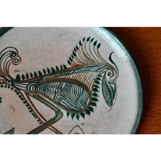 French Decorative Bird Plate in Glazed Stoneware by Jacques de Chateneuil, 1970s For Sale - Image 3 of 6