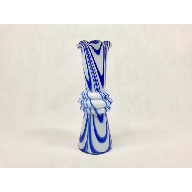 Blue Vintage Murano Opaline Florence Vase attributed to Carlo Moretti, 1970s For Sale - Image 8 of 10
