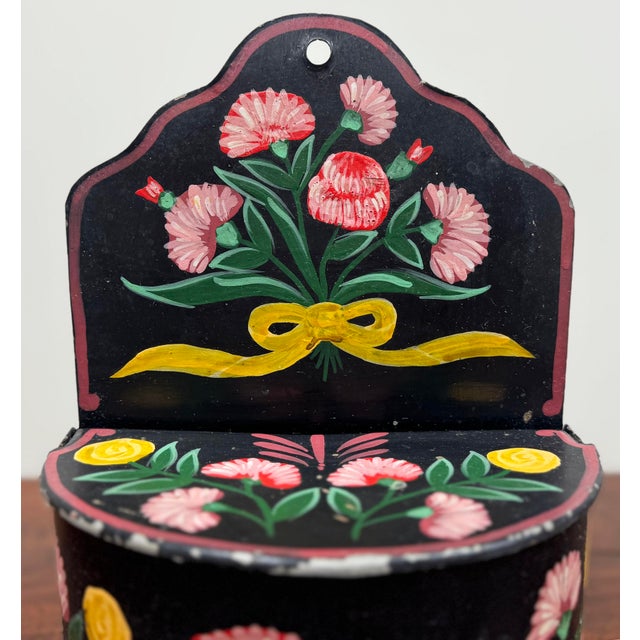 Vintage Wall-Mounted Tole Painted Metal Pocket For Sale - Image 11 of 13