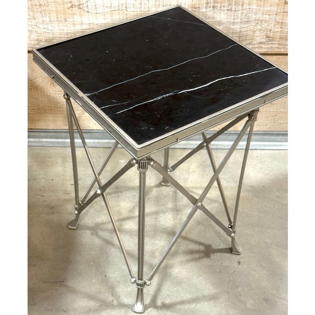 Pair Neoclassical Silvered Bronze & Black Marble Gueridons, Style of Jansen For Sale - Image 14 of 18