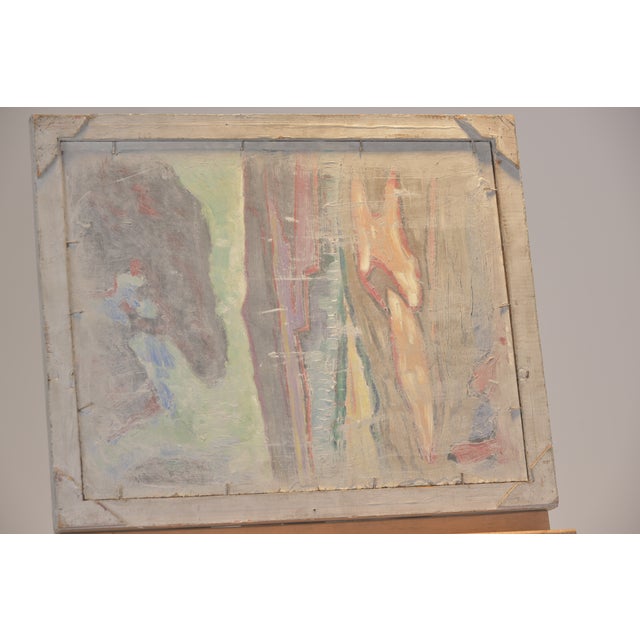 The oil painting was painted in a colorful style typical of the time by the monogrammist W.A. in 1975. This piece has an...