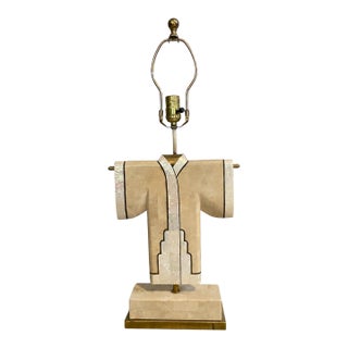 1970s Maitland-Smith Tessellated Stone & Brass Kimono Table Lamp For Sale