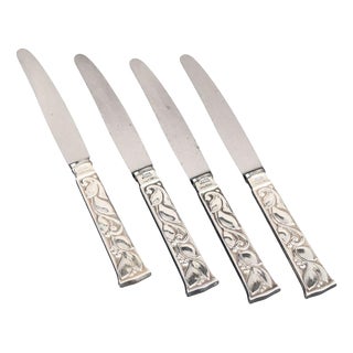 Fruit Knives in Sterling Silver and Stainless Steel by Evald Nielsen, 1930s, Set of 4 For Sale