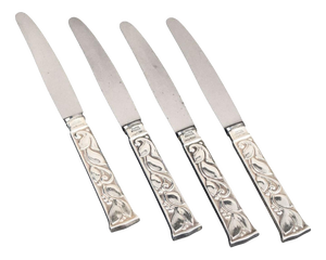 Fruit Knives in Sterling Silver and Stainless Steel by Evald Nielsen, 1930s, Set of 4