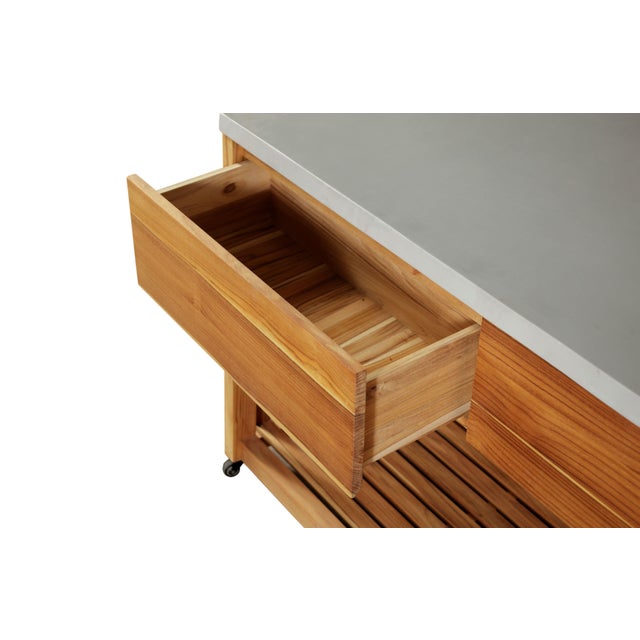 Eclipse Outdoor Solid Teak Wood Kitchen Island For Sale In Chicago - Image 6 of 10