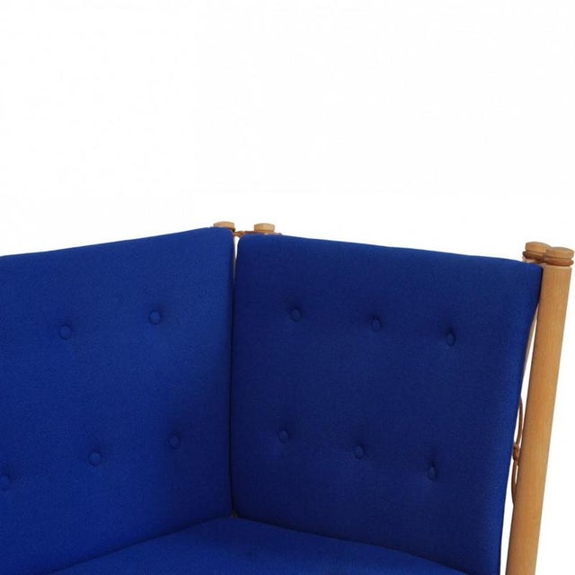 Spoke Back Sofa in Blue Fabric by Børge Mogensen, 1990s For Sale - Image 5 of 18