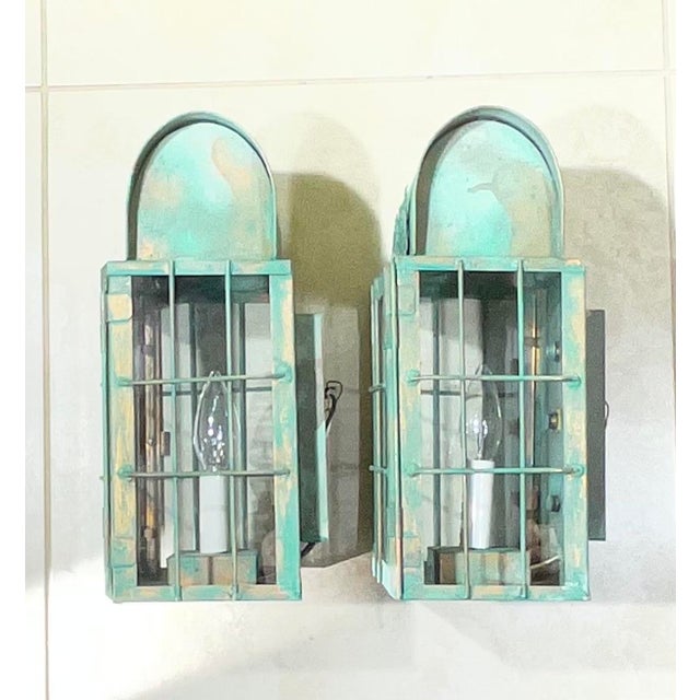 Funky Artistic Hand-Crafted Solid Copper Wall Lanterns. For Sale - Image 15 of 15