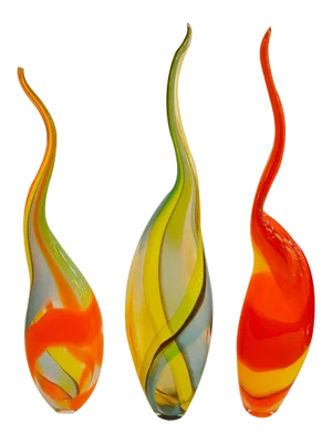 Set of Three Hand Blown Murano Glass Vases by Jeremy R Cline