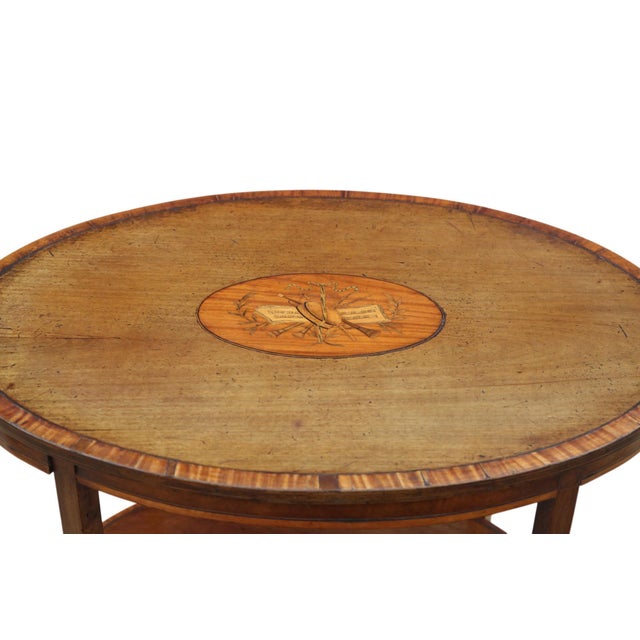 Antique Oval Inlaid Satin Walnut Centre or Window Table, 1900s For Sale - Image 6 of 8
