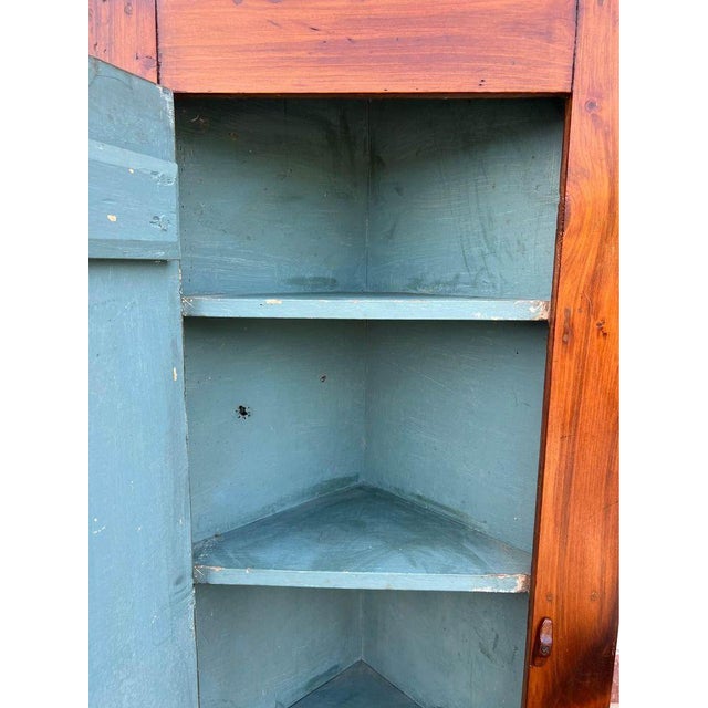 Wood Antique Yellow Pine Corner Cabinet. 19th Century. For Sale - Image 7 of 10