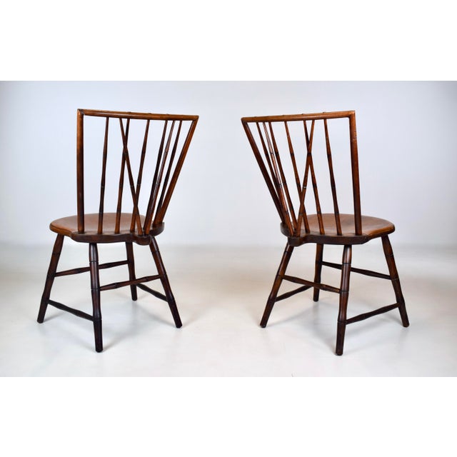 Wood Mid-Century Birdcage Windsor Side Chairs, Handcrafted Walnut, Usa For Sale - Image 7 of 12