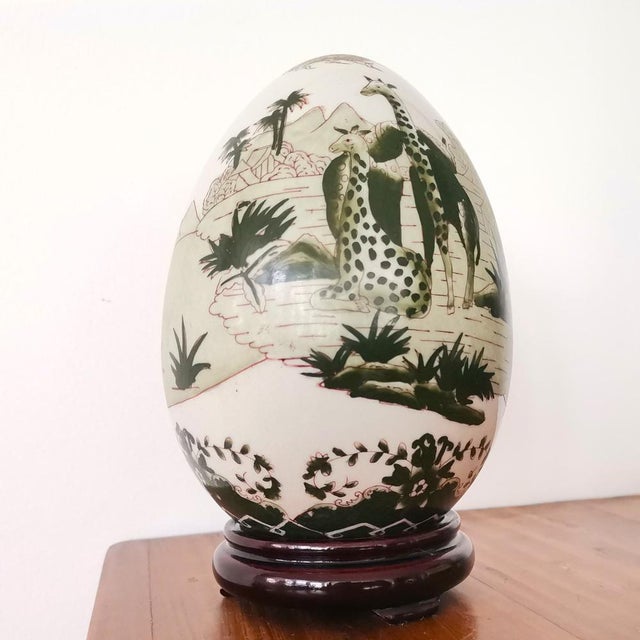Vintage Porcelain Egg with African Safari Animal Style Decoration, 1970s For Sale - Image 3 of 14