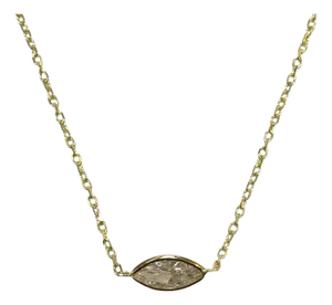14k Yellow Gold 0.70ct Marquise Natural Diamond Bezeled Necklace