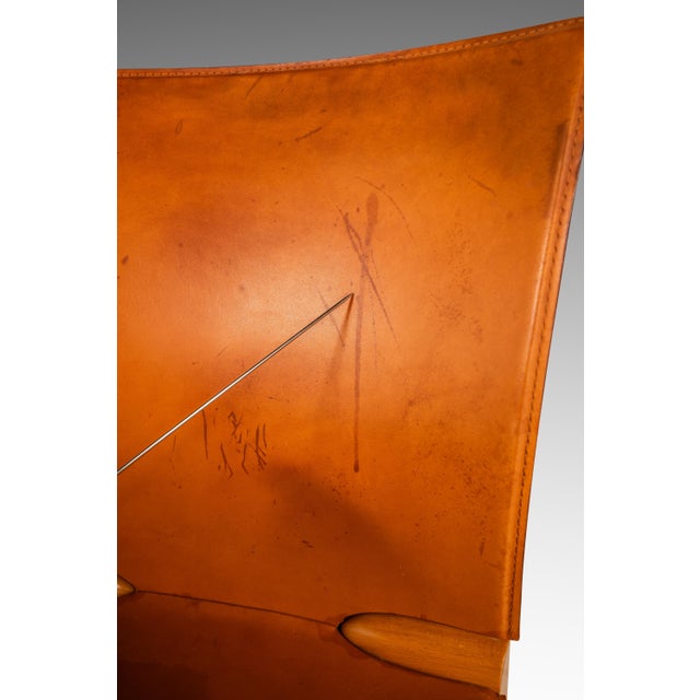 Set of Four (4) Patinaed Italian Scadinavian Modern 'Cos' Dining Chairs in Beech & Leather by Josep Lluscà for Cassina, Italy, C. 1990s For Sale - Image 17 of 18