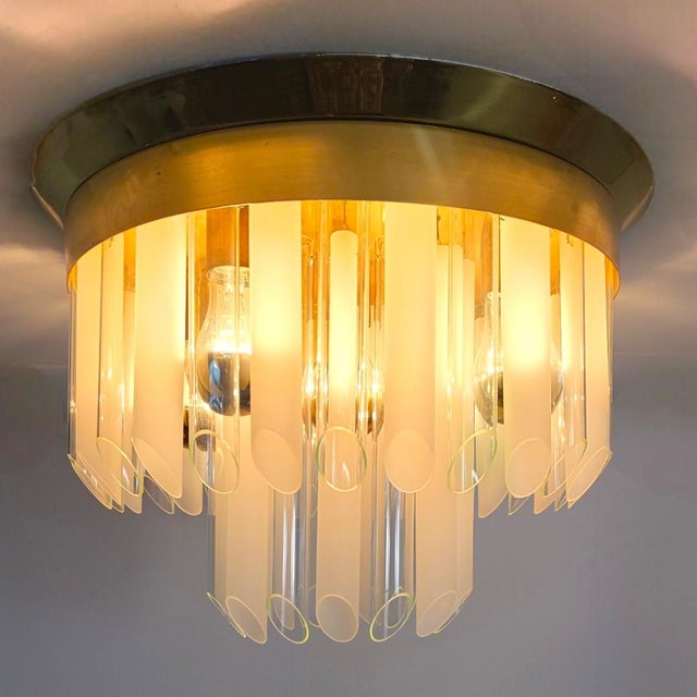 Mid-century ceiling light with glass tubes by j. T. Kalmar for kalmar franken kg, 1970s, in very good conditions. designed...