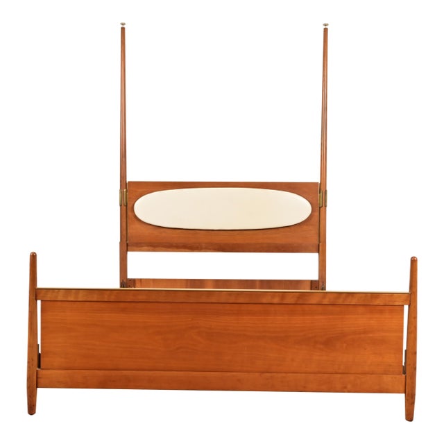Kipp Stewart for Drexel Sun Coast Mid-Century Modern Cherry Wood Full Size Poster Bed, 1960s For Sale