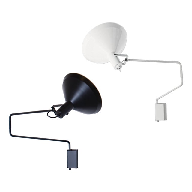 Black and White Large Metal Paperclip Wall Lamps by J. J. M. Hoogervorst for Anvia, 1970s, Set of 2 For Sale