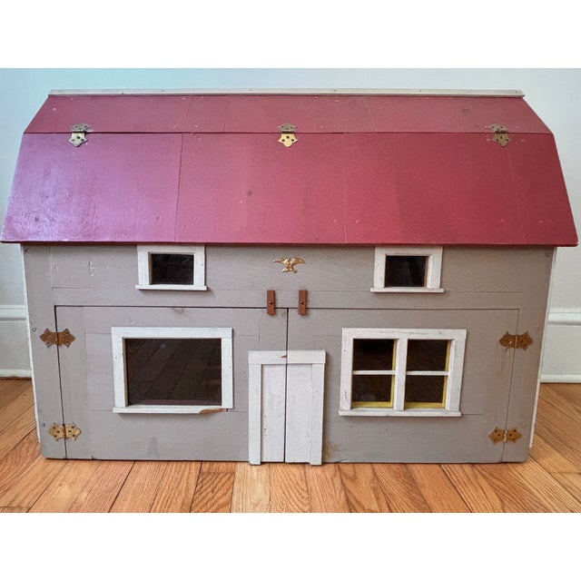 American Early 20th Century Bench Made Folk Art Colonial Dollhouse, Furnished For Sale - Image 3 of 17