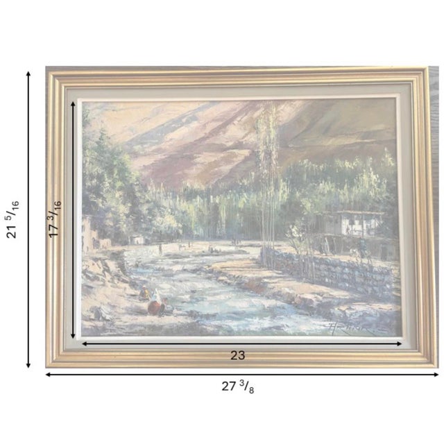 1974 Arthur Sarkissian Signed Oil Painting Tehran Armenian Landscape For Sale - Image 4 of 5