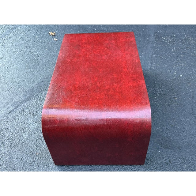 Mid-Century Modern Snakeskin Coffee Table, Red, Medium Size For Sale - Image 3 of 10