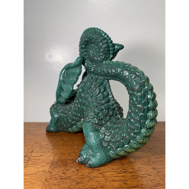 2000 - 2009 Vintage Green Dragon Figurine Fantasy Mythical Creature Statue Collectible Decor For Sale - Image 5 of 10