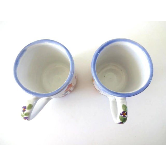 Paint Vintage Hand-Painted Mugs With Bunnies & Birds - a Pair For Sale - Image 7 of 9