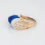Mid 20th Century Mid Century Vintage Ring Diamond Fluted Sodalite White Agate 14k Gold Cocktail size 6.5 For Sale - Image 4 of 7