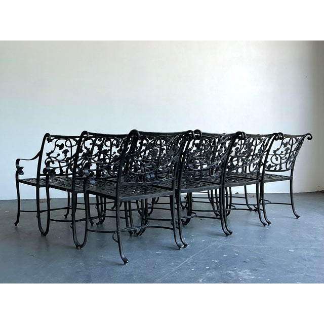 Black Vintage Black Wrought Iron Dining Chairs - Set of 12 For Sale - Image 8 of 12