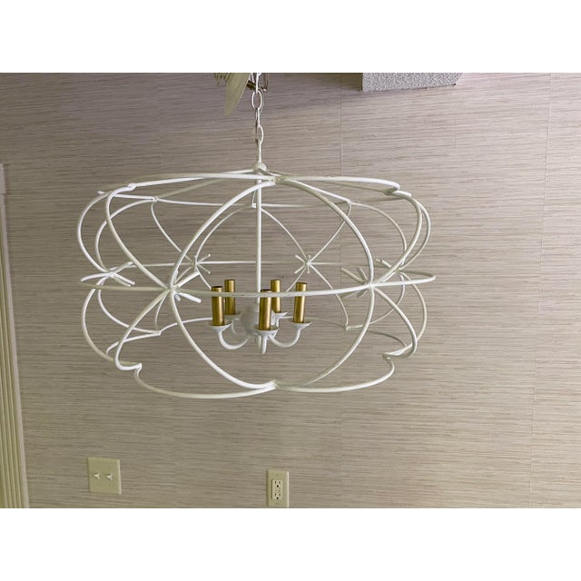 1980s Late 20th Century Curry and Company Geometric Iron Chandelier For Sale - Image 5 of 7