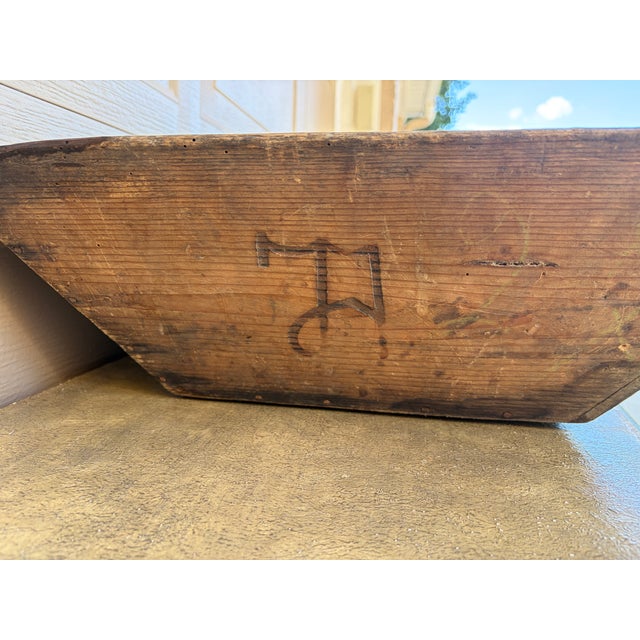 19th Century Primitive Hand-Hewn Wooden Dough Trough With Iron Repairs For Sale In South Bend - Image 6 of 16