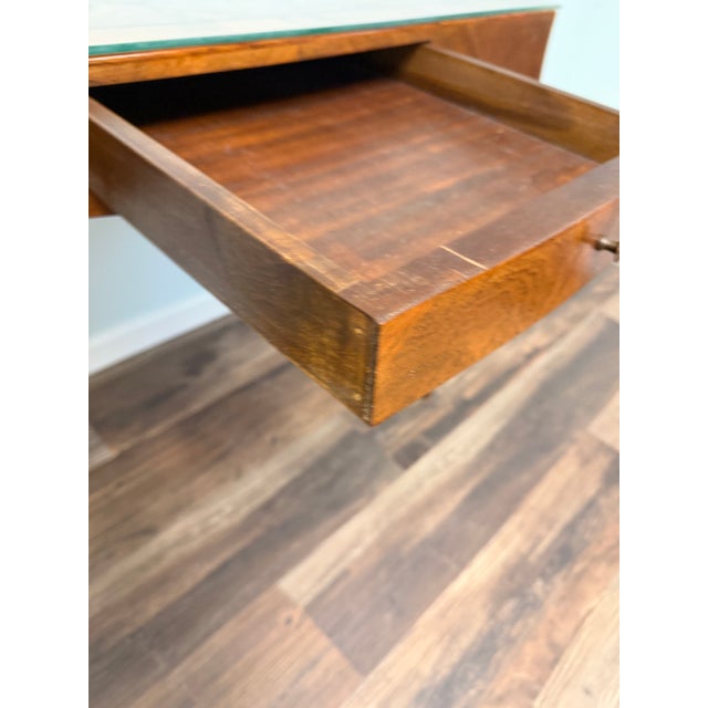Wood Vintage Italian Burl Wood Writing Desk With Parquetry Top & Cabriole Legs For Sale - Image 7 of 8