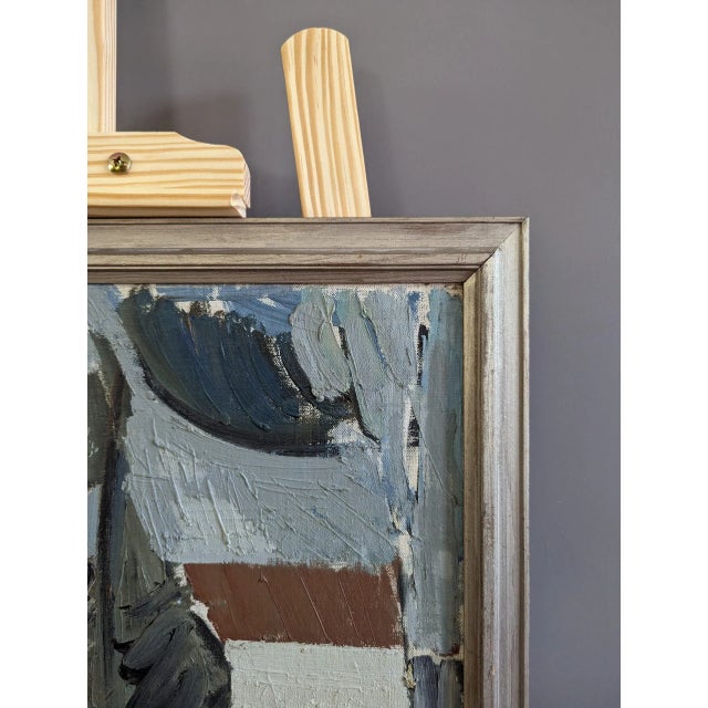 Paint 1967 Mid-Century Modern Swedish "House by the Trees" Vintage Landscape Oil Painting, Framed For Sale - Image 7 of 11