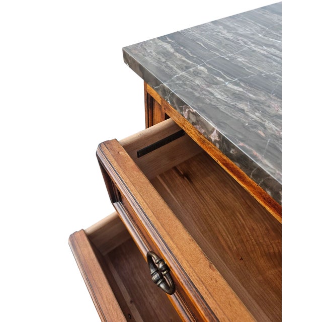 Ethan Allen Tuscany Marble Top Console Table Server Nightstand End Table For Sale - Image 12 of 14