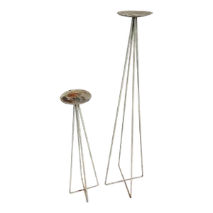 Pair of 1960s Modernist Style Tall White Tower Candle Holders