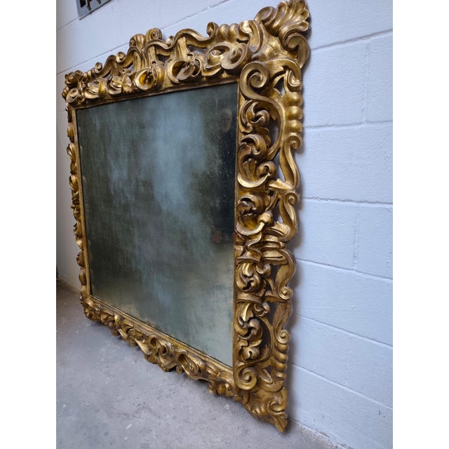 Gold 17th Century Wooden Mirror in Gold Leaf from a Noble Palace in Rome, 1680 For Sale - Image 8 of 13