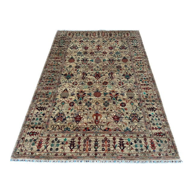 Hand-Knotted Afghan Sultanabad Chobi Wool Area Rug - 7'11" X 11'6" For Sale