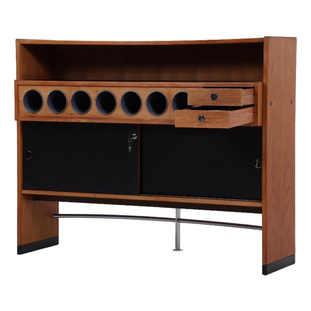Mid-Century Teak Boomerang Bar by Erik Buch for Dyrlund, 1960s For Sale