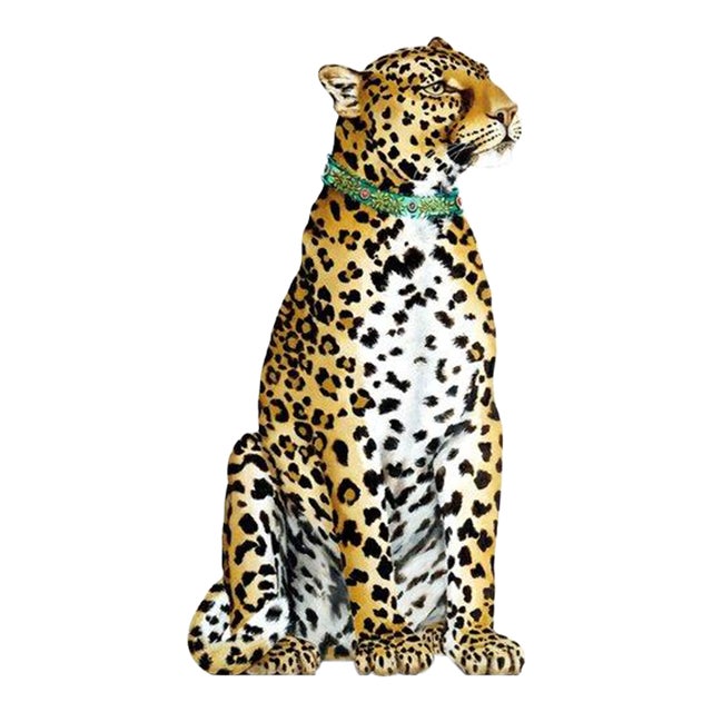 Trompe l’oeil Leopard Umbrella Stand. This noble cat in his elegant jeweled collar welcomes family and friends while...