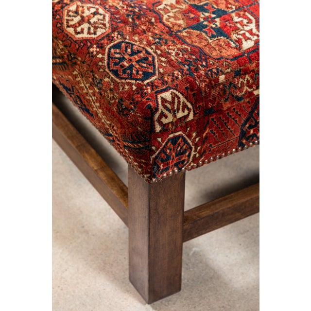 Large Scale Ottoman Upholstered With a Vintage Rug Textile Chairish