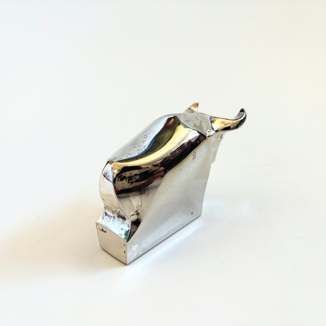 Mid-Century Modern Dansk Silver Plated Bull Figurine For Sale - Image 3 of 8
