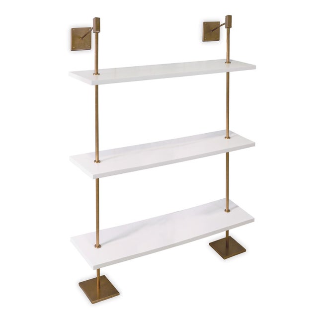 Marais 3Tier White & Aged Brass Shelf 48"W Chairish