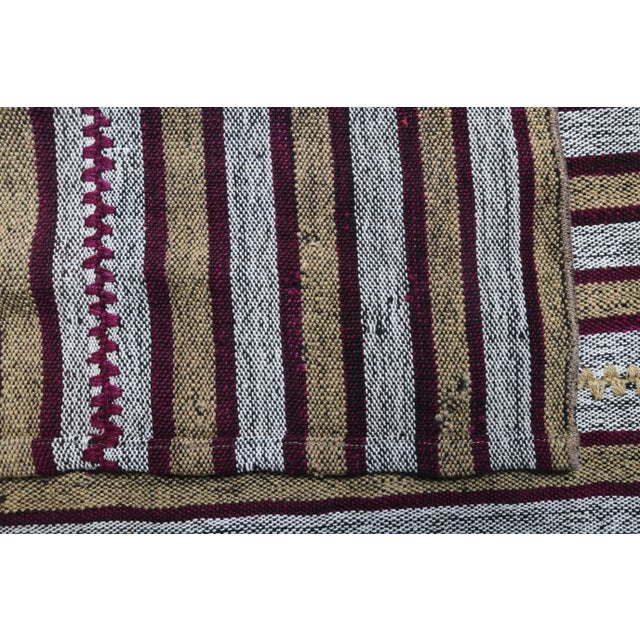 Vintage Turkish Hand-Knotted Wool Cotton White Kilim Runner Rug For Sale - Image 10 of 11