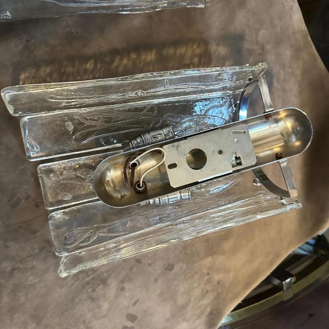 Two 1970s Space Age Murano Glass and Steel Wall Sconces by La Murrina For Sale - Image 10 of 17