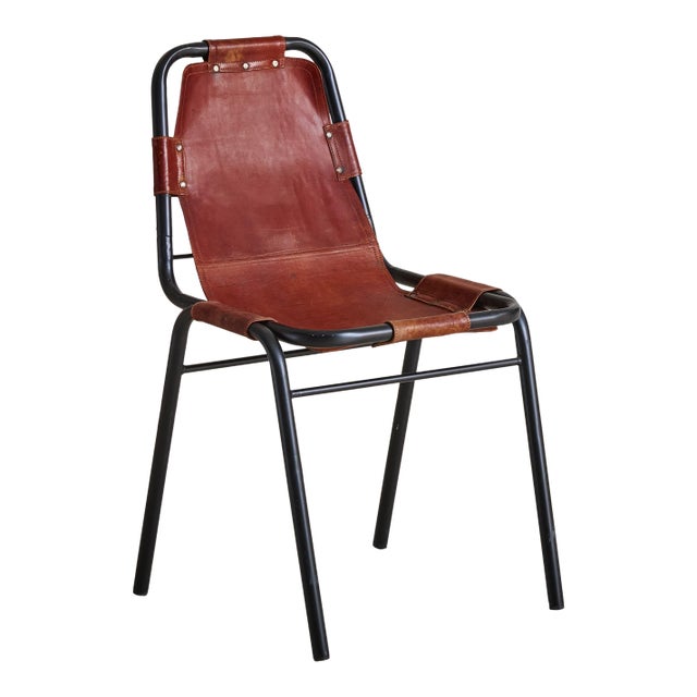 French 'Les Arcs' Cognac Leather Chair With Black Metal Frame, 1970s - 5 Available For Sale